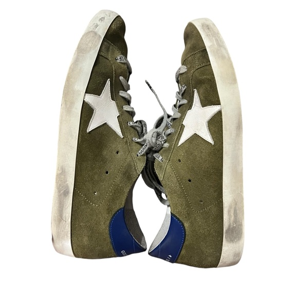 GOLDEN GOOSE SUPER STAR OLIVE GREEN & WHITE STAR MENS SNEAKER SIZE 42 (9) - Picture 9 of 12